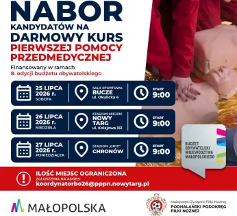 NABÓR NA DARMOWY KURS PIERWSZEJ POMOCY PRZEDMEDYCZNEJ!
