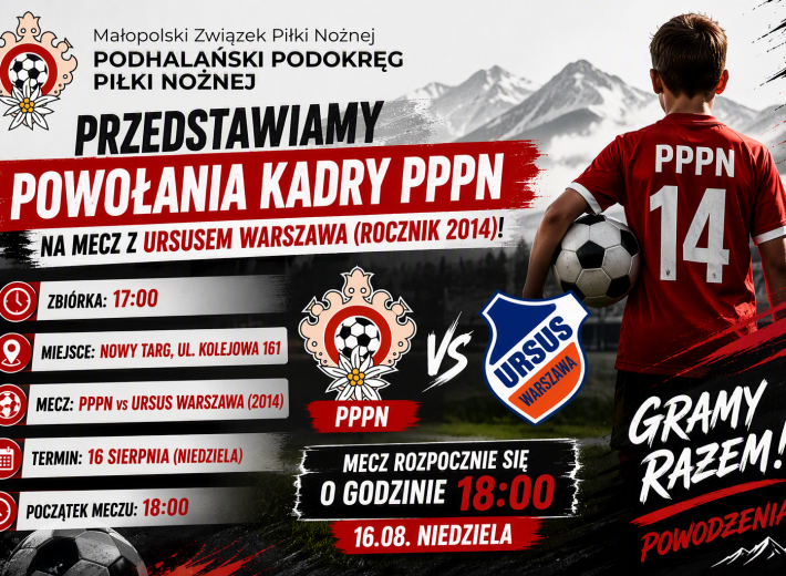 Powołania Kadry PPPN 2015 na mecz z Ursusem Warszawa (rocznik 2014)